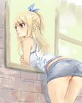  1girl ass blonde_hair breasts fairy_tail female hair_between_eyes large_breasts long_hair lucy_heartfilia mashima_hiro official_art skirt solo 