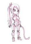  1girl android breasts chibi fairy_tail female large_breasts long_hair lucy_heartfilia machine mashima_hiro monochrome official_art smile whip 