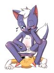  2018 anthro blue_eyes blush butt cat choreuny clothed clothing cute digital_media_(artwork) duo facesitting feline fur hair male mammal penny_the_skunk reumo_the_cat simple_background sitting skunk smell smile text torture 