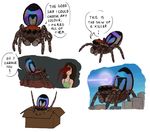  2017 arachnid arthropod blood colorful cute duo english_text eye_bleed female feral human jumping_spider looking_at_viewer macro male mammal multiple_images peacock_spider ramul simple_background solo speech_bubble spider text 