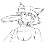  black_and_white canine female frisbee japanese_kobold kemono mammal meme monochrome monster_musume polt_(monster_musume) solo 