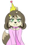  &lt;3 :3 blush canine clothed clothing collar crown cute dog eyeshadow fangs female green_eyes hair hairclip leash looking_at_viewer makeup mammal mascara percey percey_(character) pink_clothing simple_background smile solo submissive submissive_male tiara white_background 