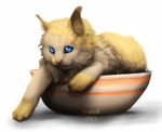  2013 ambiguous_gender blue_eyes cat digital_drawing_(artwork) digital_media_(artwork) feline feral fur grypwolf mammal simple_background solo whiskers white_background yellow_fur 