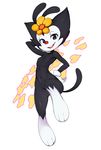  2018 animaniacs anthro black_fur breasts clothing dot_warner female flower flower_in_hair fur gloves mammal nude plant simple_background slugbox small_breasts solo warner_brothers white_background white_fur young 