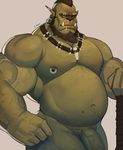  2018 beard belly biceps black_hair blue_eyes dsharp_k ear_piercing eyebrow_piercing facial_hair facial_piercing flaccid green_skin hair hand_on_hip humanoid jewelry lips_piercing male musclechub musclegut muscular necklace nipple_piercing nipples nose_piercing not_furry orc pecs penis piercing pointy_ears presenting red_nose tusks 