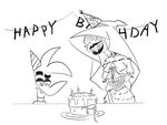  avian bird birthday cake duck english_text female food kythos male mammal monochrome rat rodent text vampire 