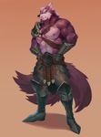  2018 abs anthro biceps canine clothing digital_media_(artwork) fur hi_res male mammal muscular muscular_male nipples pecs simple_background wball wolf 
