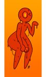  2018 anthro butt digital_media_(artwork) dripping goo_creature hi_res humanoid looking_at_viewer magma_cube male minecraft not_furry notjoe nude one_eye_closed penis precum raised_arm simple_background solo uncut video_games wide_hips wink 