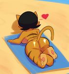  &lt;3 2018 3_toes 4_fingers anthro beach black_hair bottomless brown_fur butt cat clothed clothing digital_media_(artwork) featureless_crotch feline female fur gabbah hair lying mammal mature_female mother mrs._katswell nickelodeon on_front parent pose presenting presenting_hindquarters rear_view seaside solo sunbathing t.u.f.f._puppy toes 