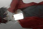  black_eyes black_hair black_shirt cellphone jacket kagerou_project kisaragi_shintarou long_sleeves male_focus phone red_jacket shirt shizu_(9394marimo) sideways smartphone solo 