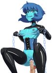  1girl blue_hair blue_skin bottomless breasts chains corset elbow_gloves lapis_lazuli_(steven_universe) lips nipples polyle sex steven_universe thigh_boots water 