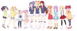  :d :o aikatsu! aikatsu!_(series) amahane_madoka black_hair blonde_hair blue_eyes blue_hair blush boots bow braid brown_hair daichi_nono dress eyebrows fang green_eyes hair_bow hair_ribbon hairband hikami_sumire holding_hands hoshimiya_ichigo keiya kiriya_aoi kurebayashi_juri kurosawa_rin_(aikatsu!) light_brown_hair long_hair multiple_girls no_socks one_side_up oozora_akari open_mouth orange_hair pants pink_hair purple_eyes purple_hair red_eyes red_hair ribbon school_uniform scrunchie shibuki_ran shinjou_hinaki shirakaba_risa shoes short_hair shorts side_ponytail simple_background skirt slippers smile socks starlight_academy_uniform stuffed_animal stuffed_toy suspender_skirt suspenders teddy_bear twintails white_background younger 