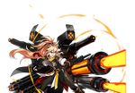  armor artist_request black_gloves black_pants blonde_hair blue_eyes cowboy_shot elsword fingerless_gloves gloves goggles goggles_on_head gun highres long_hair looking_away machine_gun messy_hair official_art open_mouth pants rose_(elsword) shirt smile solo storm_trooper_(elsword) tassel transparent_background weapon 