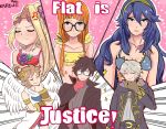  absurdres amamiya_ren bikini black_hair blonde_hair blue_eyes blue_hair blush breasts cape eyes_closed fire_emblem fire_emblem:_kakusei flat_chest flower glasses gloves hair_flower hair_ornament highres karbuitt kid_icarus kid_icarus_uprising long_hair looking_at_viewer lucina male_my_unit_(fire_emblem:_kakusei) mamkute mask multiple_girls my_unit_(fire_emblem:_kakusei) nachure nintendo open_mouth pants persona persona_5 pit_(kid_icarus) plaid plaid_pants red_gloves robe sakura_futaba short_hair side_ponytail simple_background small_breasts smile super_smash_bros. super_smash_bros._ultimate swimsuit tiara very_long_hair white_hair wings 