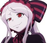  1girl expression fang lavender_hair long_hair overlord_(maruyama) red_eyes screencap shalltear_bloodfallen smile smug tagme transparent vampire 