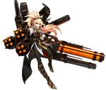  :d armor artist_request black_footwear black_gloves black_legwear blonde_hair blue_eyes boots elsword fingerless_gloves full_body gloves goggles goggles_on_head gun knee_boots long_hair looking_at_viewer machine_gun messy_hair official_art open_mouth pantyhose rose_(elsword) shirt smile solo storm_trooper_(elsword) transparent_background weapon 
