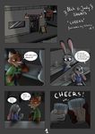  2017 absurd_res alcohol arm_support beverage canine clothed clothing comic cover cover_page cup disney duo english_text eyes_closed female fox hi_res holding_beverage holding_cup holmssie judy_hopps lagomorph leaning_on_elbow male male/female mammal nick_wilde night pub rabbit text toasting zootopia 