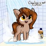  ! 2018 bottle brown_hair brownie_bun bubble cute dialogue earth_pony english_text equine eyelashes fan_character female hair horse inside looking_at_viewer mammal my_little_pony nude open_mouth open_smile orange_eyes pony shampoo shower showering smile solo steam teeth text tile tjpones tongue water wet 