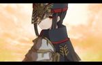  gloves hat looking_at_viewer meleph_(xenoblade) military military_hat military_uniform pauldrons reverse_trap simple_background solo t0gebakudan uniform xenoblade_(series) xenoblade_2 