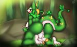  2018 4_toes 5_fingers absurd_res anthro anus areola balls barefoot big_breasts big_butt blush breasts butt claws day dickgirl digital_media_(artwork) e-01 feet forest grass green_body green_scales green_skin hi_res humanoid_penis intersex leaves looking_at_viewer multi_penis nintendo nipples nude open_mouth outside penis pervertguy341 pok&eacute;mon pok&eacute;mon_(species) red_eyes reptile ring sally_(e-01) scales scalie serperior soles solo stone teeth toe_claws toes tree video_games white_scales white_skin yellow_nipples yellow_scales 
