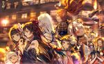  6+girls abe_no_seimei_(onmyoji) bangs black_hair blunt_bangs building character_doll crying daitengu detached_sleeves eating flower flying from_side hair_flower hair_ornament higanbana_(onmyoji) horn horns ibaraki_(onmyoji) ibaraki_douji_(onigiri) japanese_clothes kagura_(onmyoji) karasu_tengu_(onmyoji) kimono long_hair looking_at_another mask mask_on_head multiple_boys multiple_girls onmyoji open_mouth pink_lips red_hair red_ribbon ribbon say_hana shuten_douji_(onmyoji) smile spider_lily stuffed_toy tattoo tears very_long_hair walking white_hair wide_sleeves wings yamausagi yuki_douji_(onmyoji) yuki_onna_(onmyoji) zashiki-warashi_(onmyoji) 