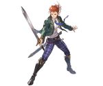  belt boots full_body granblue_fantasy green_eyes male_focus minaba_hideo necktie official_art orange_hair owen_(granblue_fantasy) solo standing sword transparent_background weapon 