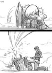  2girls adepta_sororitas alcohol armor bar blush comic glass greyscale imperial_guard injury lutherniel military military_uniform monochrome multiple_girls power_armor short_hair uniform warhammer_40k 