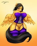  anthro breasts clothing corset cutie_mark equine fan_character feathered_wings feathers female garter lingerie mammal my_little_pony pegasus pussy solo wide_hips wings ziyane 