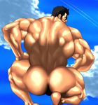  1boy ass bara male_focus muscle nude outdoors pokemon rabbit_(pixiv744412) solo tagme testicles 