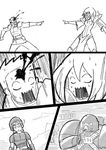  2girls adepta_sororitas bleeding blood comic greyscale imperial_guard lutherniel military military_uniform monochrome multiple_boys multiple_girls pointing power_armor short_hair uniform warhammer_40k 