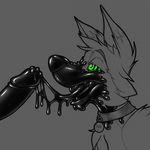  2013 agent_(artist) anthro canine collar cum cum_in_mouth cum_inside cum_on_face digital_drawing_(artwork) digital_media_(artwork) duo english_text erection fellatio fur grey_background hypnosis liquid_latex male mammal mind_control name_tag open_mouth oral penis rubber sex simple_background smile solo_focus spiral spiral_eyes teeth text unusual_cum wolf 