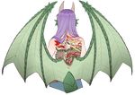  absurdres animal_ears back_tattoo belt blue_pants cropped_legs denim dragon dragon_(monster_girl_encyclopedia) dragon_girl dragon_horns dragon_tail dragon_wings eastern_dragon facing_away from_behind green_wings head_fins highres horns jeans kiryuu_kazuma long_hair manosdetrapo monster_girl monster_girl_encyclopedia pants purple_hair ryuu_ga_gotoku scales solo spread_wings tail tattoo topless transparent_background upper_body wings 