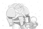  1girl adeptus_astartes christmas greyscale imperial_guard lutherniel military military_uniform monochrome power_armor snow space_marines uniform warhammer_40k 