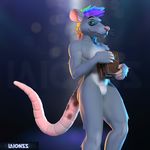  2018 3d_(artwork) anthro book digital_media_(artwork) eyewear fur glasses hair invalid_tag laionss looking_at_viewer mammal marsupial opossum simple_background smile solo 