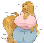  2018 anthro big_breasts breasts canine cherrikissu cleavage clothed clothing digital_media_(artwork) dog dogmom female fully_clothed hair huge_breasts long_hair mammal saluki simple_background solo standing thick_thighs voluptuous white_background wide_hips 