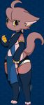  2018 absurd_res android anthro armwear black_ears black_eyebrows black_fur black_nose black_tail breasts canine cat clitoris clothing e621 esix feline female fox fur gloves hexagon hi_res invalid_tag kur0sagi_(artist) legwear looking_at_viewer looking_back machine mammal mascot nervous presenting presenting_pussy pussy robot short_stack small_breasts smile solo standing stockings thick_thighs thigh_highs timid underwear underwear_aside vector white_fur yellow_eyes 