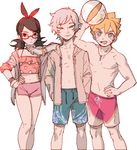  2boys bad_id bad_pixiv_id bikini black_eyes black_hair boruto:_naruto_next_generations glasses hairband mitsuki_(naruto) multiple_boys naruto naruto_(series) noeunjung93 red-framed_eyewear swimsuit twintails uchiha_sarada uzumaki_boruto 