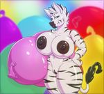  anthro areola balloon big_breasts black_nipples blue_eyes breasts clitoris equine erect_nipples female inflatable looking_at_viewer mammal nipples nude pussy sex solo stripes toy tridark zebra 