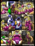  2018 anthro areola balls blue_yoshi breasts canine comic cum cum_in_mouth cum_inside cumshot ejaculation english_text female firecat fox green_yoshi group group_sex kitsune_youkai male male/female mammal mario_bros nintendo nipples oral orgasm penis pussy rubber_lass sex speech_bubble text threesome vaginal video_games yoshi 