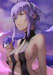  55level assassin_(fate/zero) bare_shoulders breasts fate/grand_order fate/prototype fate/prototype:_fragments_of_blue_and_silver fate/zero fate_(series) female_assassin_(fate/zero) hair_between_eyes hairband hassan_of_serenity_(fate) highres looking_away medium_breasts multiple_girls purple_eyes purple_hair revealing_clothes short_hair short_hair_with_long_locks sideboob 