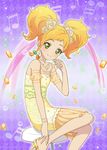  aikatsu! blush dress green_eyes long_hair nikaidou_yuzu orange_hair smile twintails 