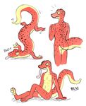  2018 amphibian anthro browniecomicwriter butt derp_eyes feral looking_at_viewer male nude red_body red_skin salamander simple_background sitting sketch solo tongue tongue_out white_background yellow_eyes yellow_skin 