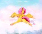  2018 anus butt cloud cutie_mark dock equine feathered_wings feathers female fluttershy_(mlp) friendship_is_magic hair hi_res horse looking_at_viewer looking_back mammal miokomata my_little_pony on_cloud outside pegasus pony pussy rear_view solo wings 
