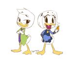  avian badge bird clothing cosplay crossover disney duck ducktales ducktales_(2017) female louie_duck male necktie police squorkalart webby_vanderquack zootopia 