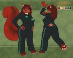  2018 abstract_background anthro big_breasts big_butt blue_eyes breasts butt clothing emikochan eyewear female fluffy fluffy_tail glasses hair hi_res long_hair looking_at_viewer mammal model_sheet pajamas red_squirrel rodent slightly_chubby solo space_invaders squirrel 