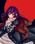  brown_eyes brown_hair cross-laced_clothes fukufukupine gradient_hair hands_together highres hijiri_byakuren long_hair looking_at_viewer multicolored_hair purple_hair touhou wavy_hair 