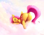  2018 anus blush butt cutie_mark dock equine female fluttershy_(mlp) friendship_is_magic hair hi_res looking_at_viewer mammal miokomata my_little_pony outside pegasus pink_hair pussy solo tongue tongue_out wings 