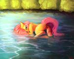  2018 anus butt equine female fluttershy_(mlp) friendship_is_magic hair hi_res looking_at_viewer mammal miokomata my_little_pony outside pegasus pussy solo water wings 