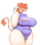  anthro big_breasts bovine breasts cattle clothing female hair hands_behind_back horn mammal mature_female msvondran nipple_bulge nipples overweight red_hair sketch smile solo standing swimsuit torn_clothing voluptuous 