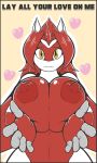  &lt;3 anthro anthrofied big_breasts breast_squish breasts english_text fan_character female hair hi_res huge_breasts latias legendary_pok&eacute;mon lewdtias looking_at_viewer nintendo nipples nude pok&eacute;mon pok&eacute;mon_(species) pok&eacute;morph quin-nsfw red_hair simple_background solo text video_games yellow_eyes 